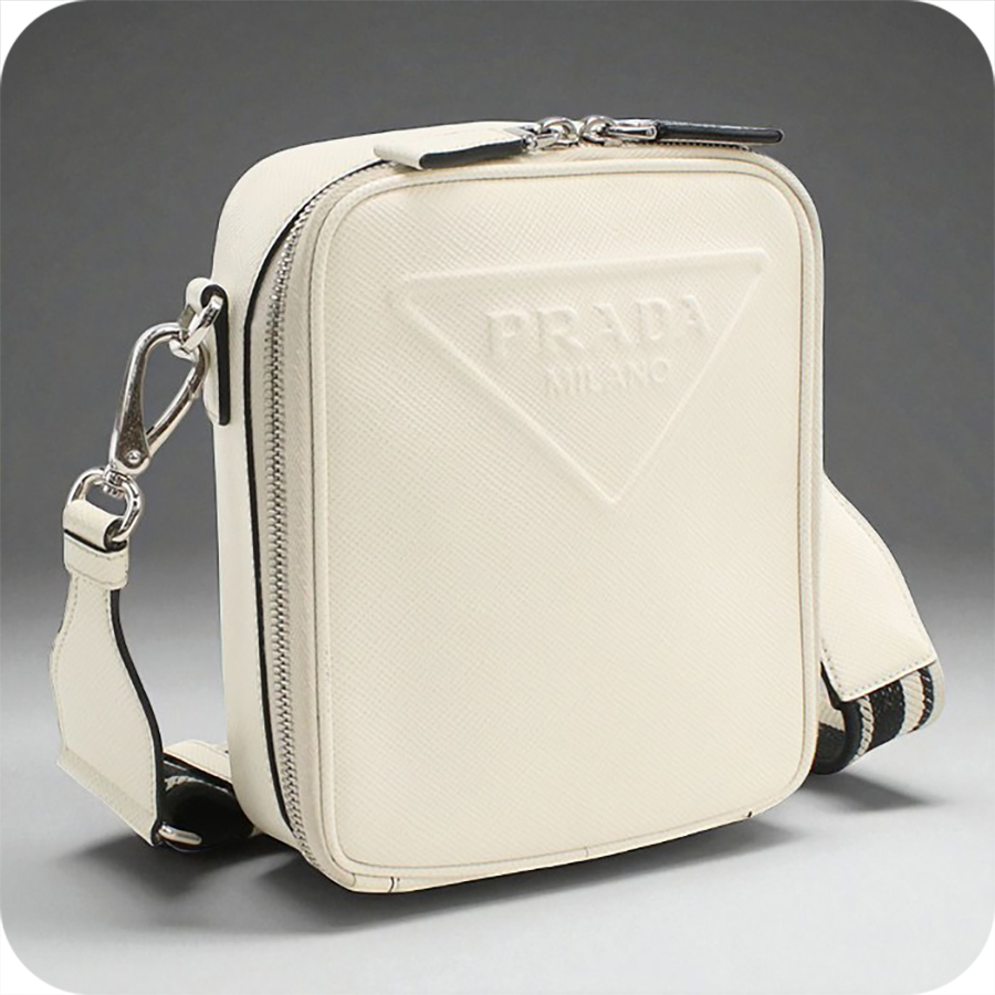 PRADAプラダ 三角ロゴ メンズ ショルダーバッグ サフィアーノ 白タグ PRADA（プラダ） 中古 斜め掛け ショルダーバッグ メンズ ブランド