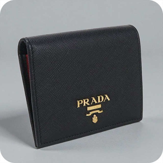 【未使用級】プラダ 二つ折り財布 サフィアーノレザー 黒 1MV204 プラダ PRADA PRADA 二つ折り財布 1MV204 2DYG サフィアーノレザー