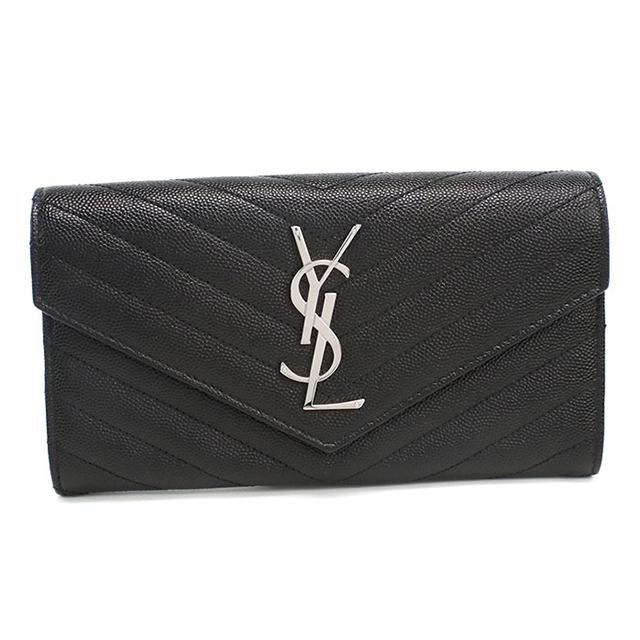 サンローラン ラージ フラップウォレット カサンドラ 372264 長財布二折 SAINT LAURENT 中古 サンローラン 長財布二折 レディース ブランド