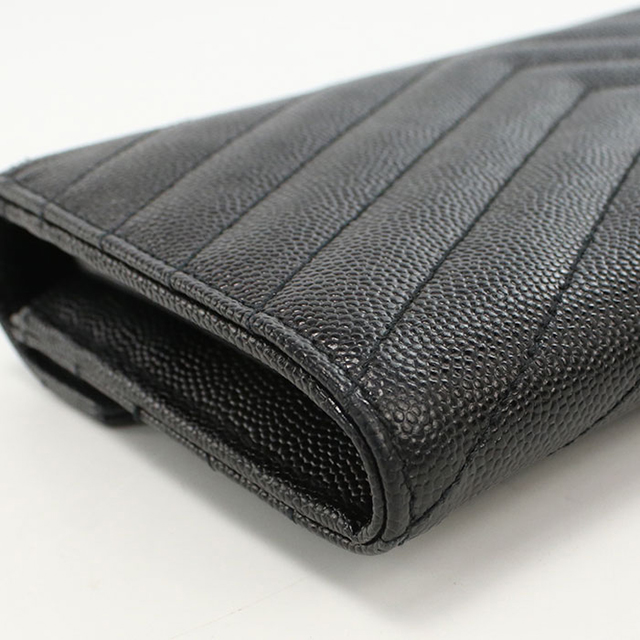 〇〇SAINT LAURENT PARIS サンローランパリ モノグラム サンローラン ラージ フラップウォレット 二つ折り長財布 372264 ブラック SAINT LAURENT 【超美品】サンローラン モノグラムサンローラン ラージ