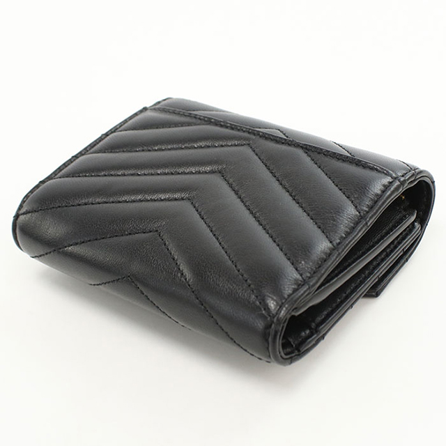 サンローラン コンパクト スリーフォールド カサンドラ ブラック 財布 Q44 SAINT LAURENT 中古 サンローラン 三つ折り財布 レディース ブランド