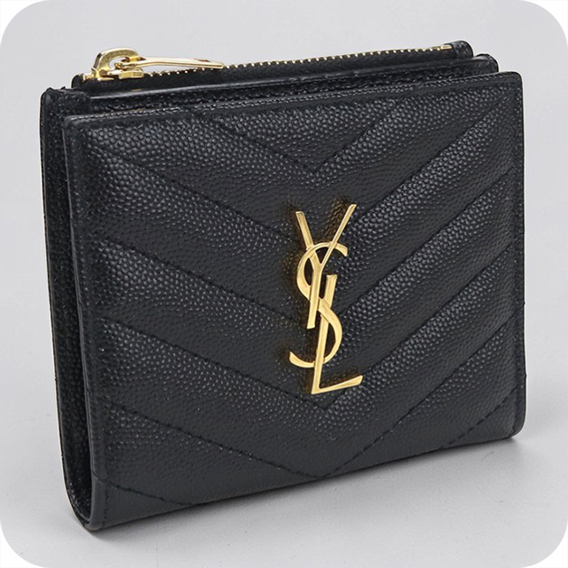 【美品】SAINT LAURENT 財布 二つ折り モノグラム コンパクト SAINT LAURENT 中古 サンローラン 二つ折り財布 コンパクト レディース