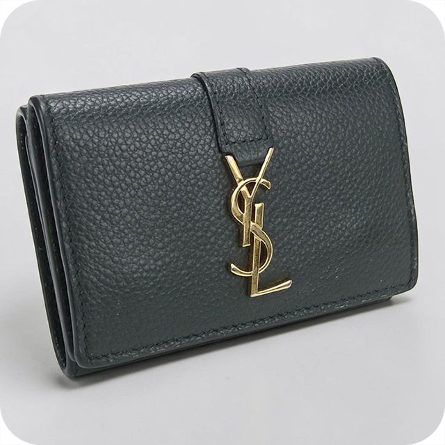 SAINT LAURENT 中古 サンローラン 三つ折り財布 コンパクト 三折財布