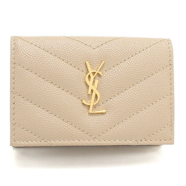 SAINT LAURENT 中古 サンローラン 三つ折り財布 コンパクト 三折財布
