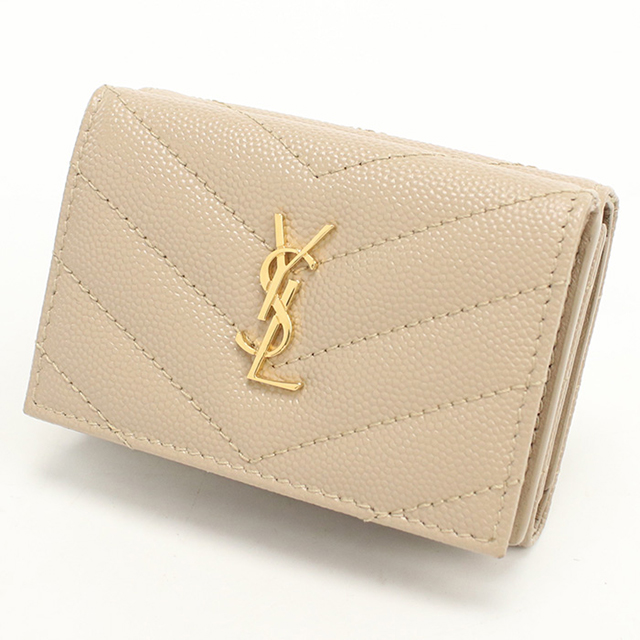 SAINT LAURENT 中古 サンローラン 三つ折り財布 コンパクト 三折財布