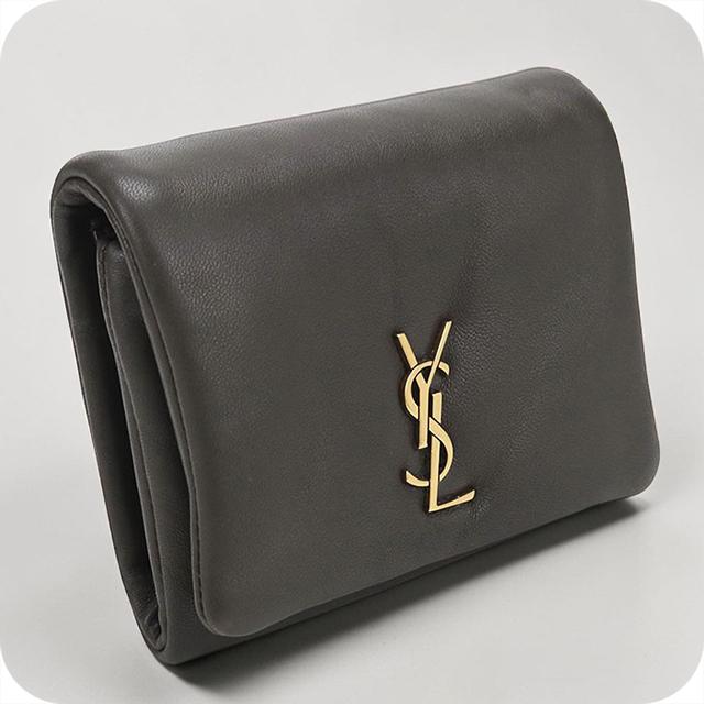 SAINT LAURENT グレー 三つ折り財布　美品❣️ SAINT LAURENT 中古 サンローラン 三つ折り財布 三折財布 レディース