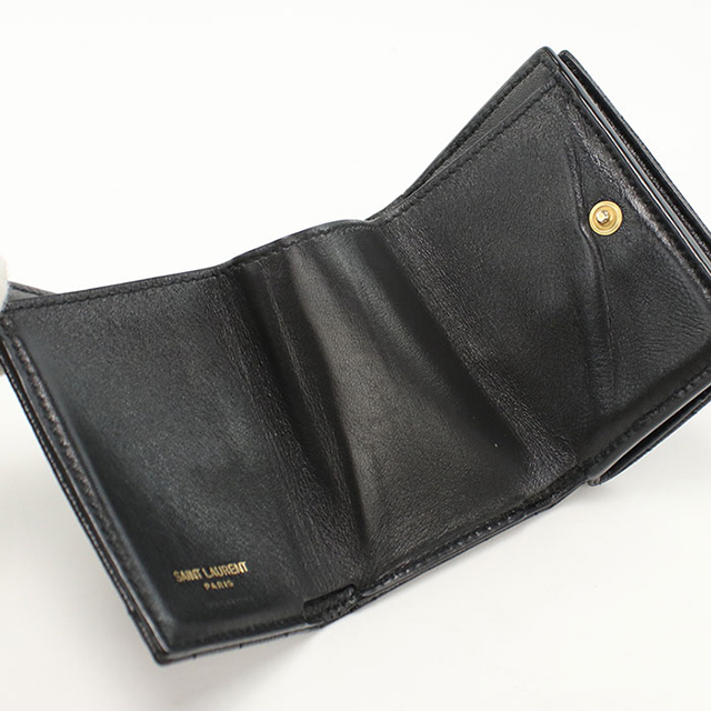 SAINT LAURENT 中古 サンローラン 三つ折り財布 コンパクト 三折財布