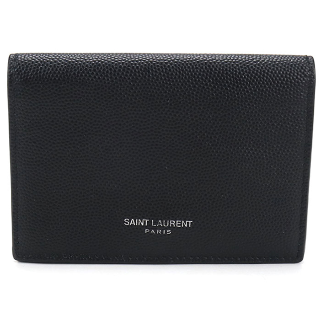 サンローラン　名刺入れ　ビジネスカードホルダー　ロゴ　ブラック　レザー SAINT LAURENT 中古 サンローラン 名刺入れ コンパクト メンズ