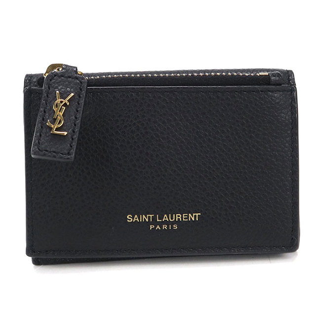 極美品✨サンローラン　三つ折り財布　キルティング　Yステッチ　ロゴ金具 SAINT LAURENT 中古 サンローラン 三つ折り財布 レディース ブランド