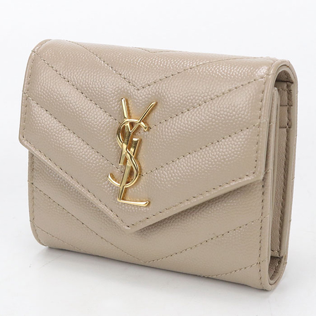 SAINT LAURENT 中古 サンローラン 三つ折り財布 コンパクト 三折財布