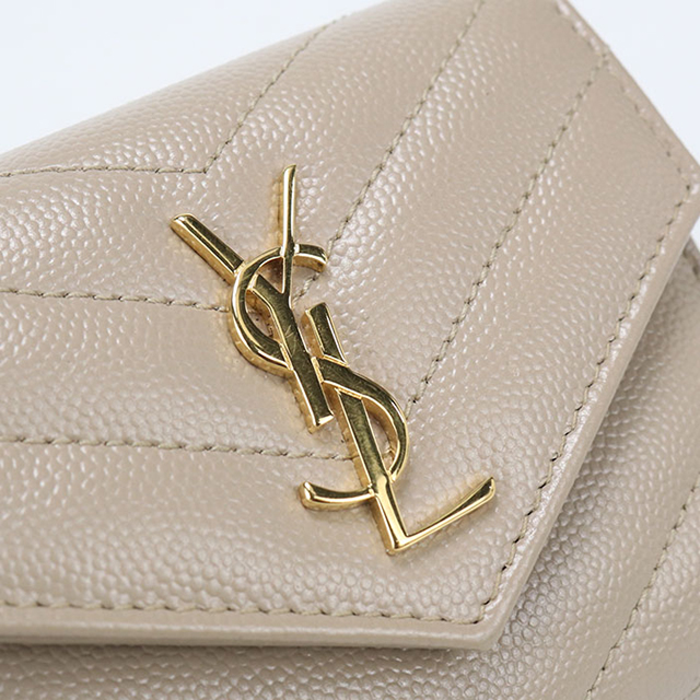 SAINT LAURENT 中古 サンローラン 三つ折り財布 コンパクト 三折財布