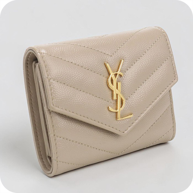 大人気✨イヴ サンローラン カサンドラ ミニウォレット 三つ折り 財布 ゴールド SAINT LAURENT 中古 サンローラン 三つ折り財布 コンパクト 三折財布