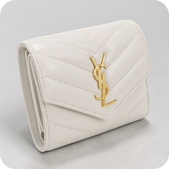 SAINT LAURENT 中古 サンローラン 三つ折り財布 コンパクト 三折財布