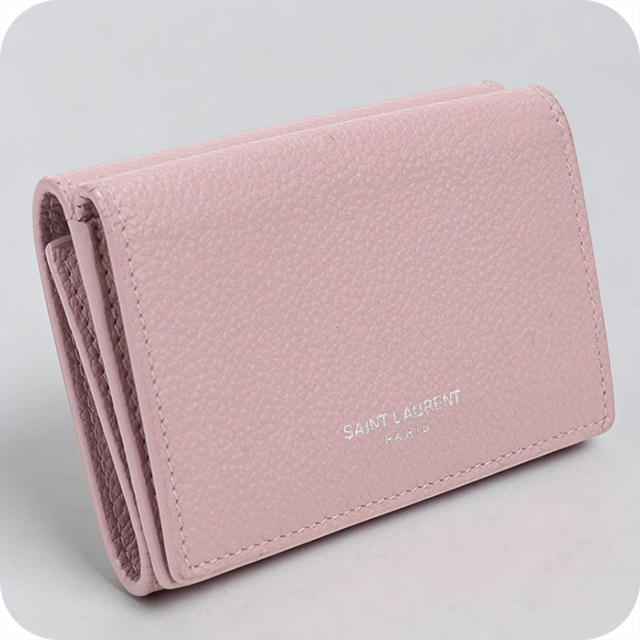 【9/30まで値下げ】Saint Laurent 財布 ピンク SAINT LAURENT 中古 サンローラン 三つ折り財布 コンパクト 三折財布