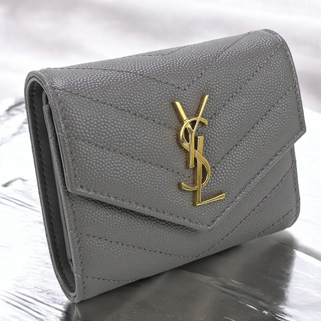 SAINT LAURENT 中古 サンローラン 三折財布小銭入付き レディース
