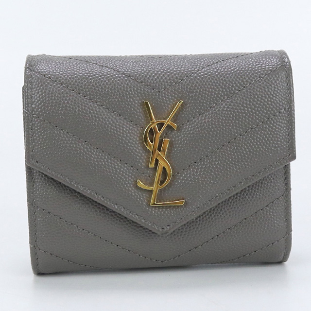 SAINT LAURENT 中古 サンローラン 三折財布小銭入付き レディース