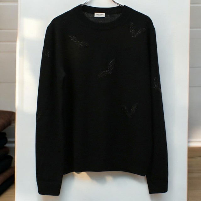 SAINT LAURENT ブラック ベルベット タートルネック XXL
