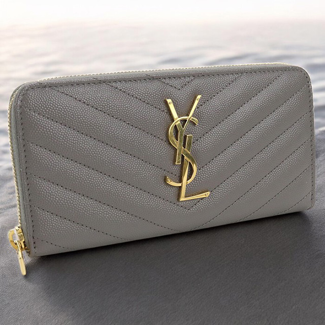 SAINT LAURENT グレー 長財布 - メルカリ