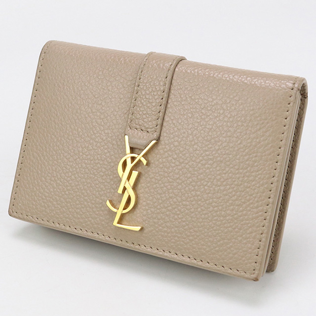 【美品✨デカロゴ/ゴールド】サンローラン　名刺入れ　ユニセックス　ベージュ　本革 usdsl88585011-1c.jpg