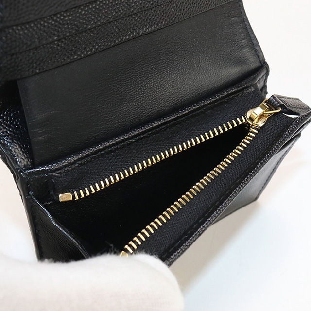 サンローランモノグラム 未使用 ブラック SAINT LAURENT 中古 サンローラン 二折財布 レディース ブランド