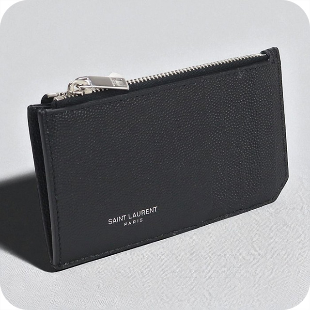 【中古】サンローラン パリ SAINT LAURENT PARIS 財布 二つ折り 小銭入れ レザー カードケース 黒 ブラック ■SH SAINT LAURENT 中古 サンローラン 小銭入れ メンズ ブランド パリ