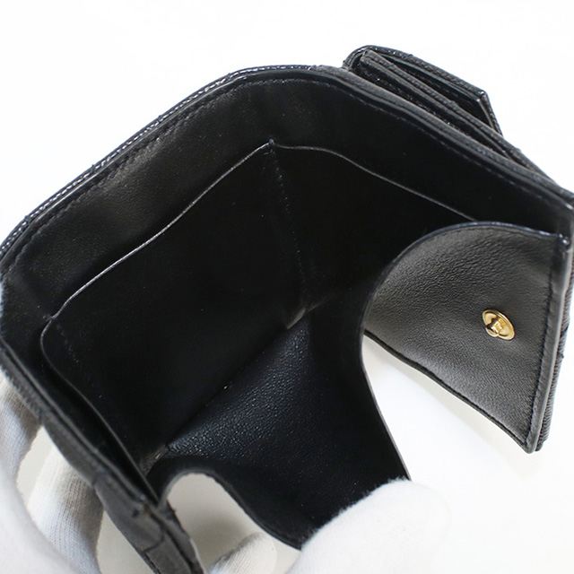 サンローラン SAINT LAURENT 三つ折り財布 レザー ブラック ゴールド レディース 602791 送料無料【中古】 r11097a SAINT LAURENT 中古 サンローラン 三折財布 レディース ブランド 三