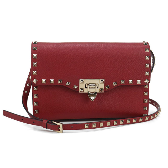 ヴァレンティノ ショルダーバッグ ピンク ワインレッド レザー レディース VALENTINO 【中古】 VALENTINO（ヴァレンティノ） 中古 斜め掛け ショルダーバッグ