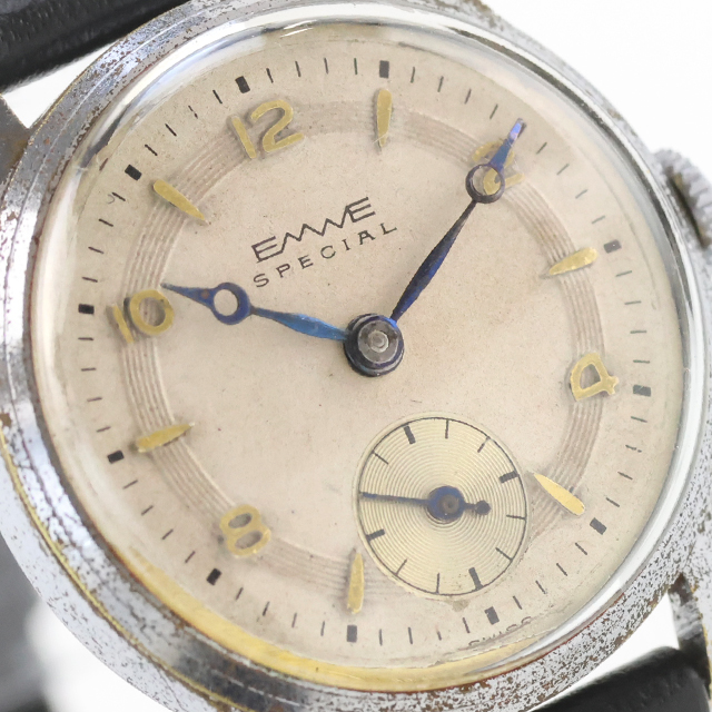 中古 OH済, ベルト付 EMWE エミュー スペシャル 10型スモールセコンド 
