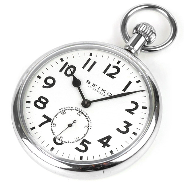 ポ*ル様 稼働品SEIKOSHA 懐中時計 鉄道時計 手巻き レトロ　大鐵377 SEIKO（セイコー） 中古 SEIKO 24型 手巻き 懐中時計 ケース付き