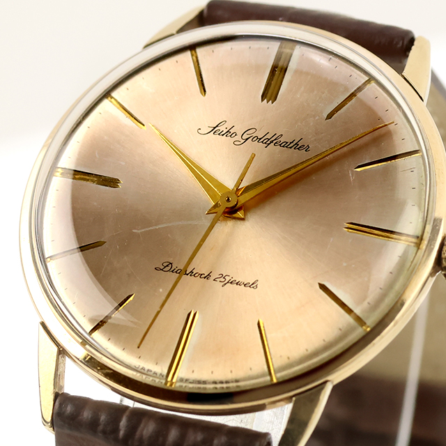 SEIKO（セイコー） 中古 OH済 ゴールドフェザー 25石 金張り 薄型中三