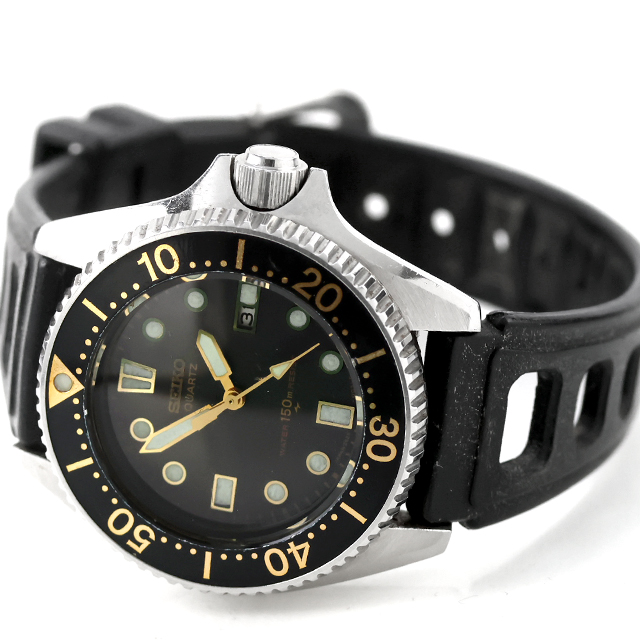 ８０'s　セイコー ダイバー １５０m 　クオーツ　メンズボーイズ　稼働品 SEIKO（セイコー） 中古 バンド訳あり ダイバー 150m ボーイズ