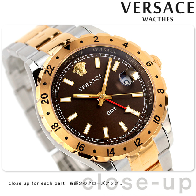 4/29はさらに+11倍 ヴェルサーチ ヘレニウム GMT 42mm スイス製 腕時計 ブランド V11040015 メンズ