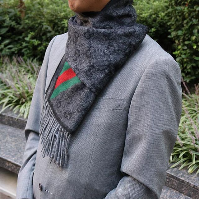 GUCCI マフラー ブラック グッチ GUCCI ストール マフラー メンズ レディース 男女兼用 GG