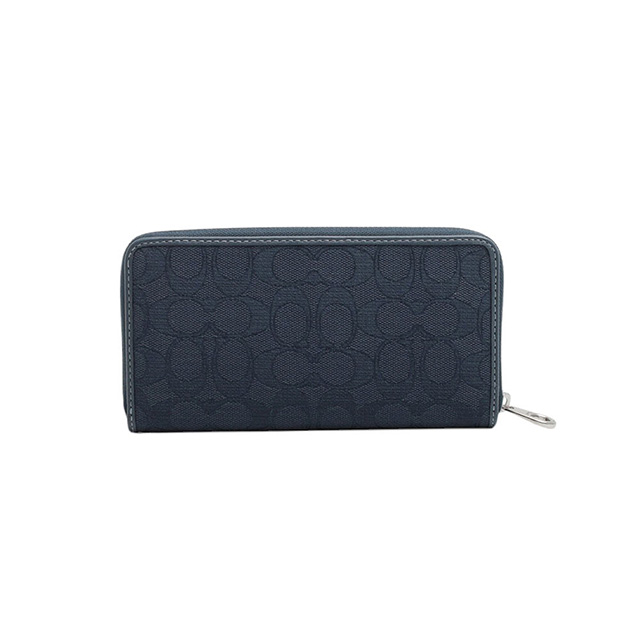 COACH コーチ LONG ZIP AROUND WALLET SIGNATURE JACQUARD 長