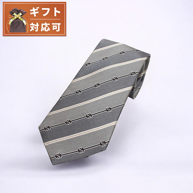 グッチ GUCCI ネクタイ 499696-4B002-1265 メンズ レジメ ストライプ シルク グレー、ゴールド ネクタイ ブランド GUCCI（グッチ） ネクタイ 499696-4B002-1265 メンズ レジメ