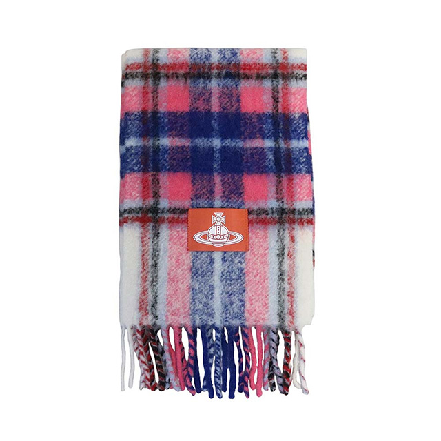 ヴィヴィアンウエストウッド⿻ タータンチェックマフラー カラーオーブ刺繍 ヴィヴィアンウエストウッドVivienne Westwood オーブ刺繍タータン