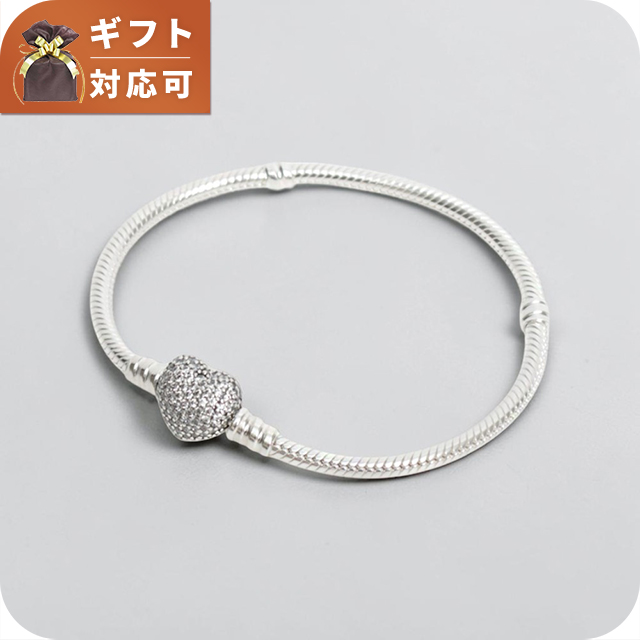 Pandora シルバーブレスレット17 期間限定　花 PANDORA（パンドラ） PANDORA Moments Sparkling Heart & Snake Chain