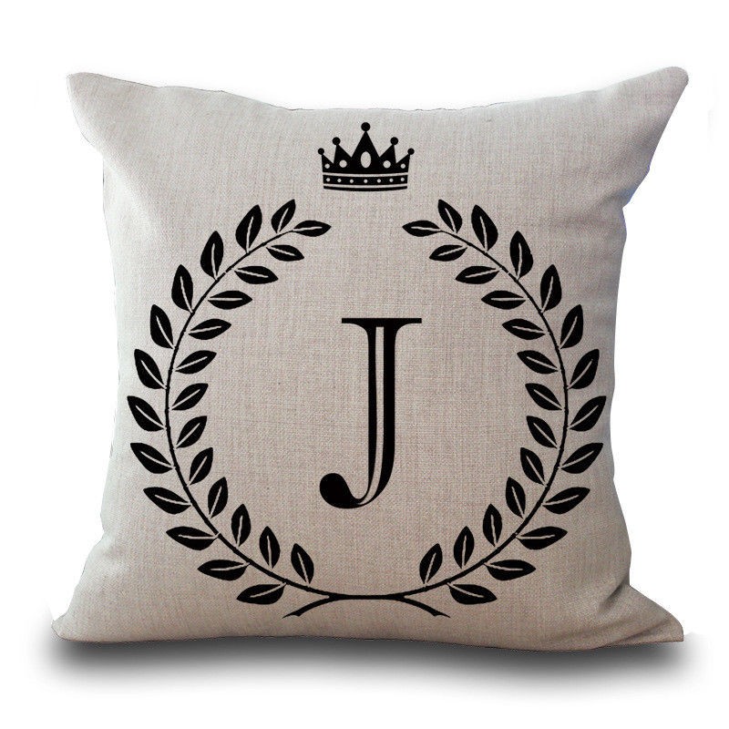 クッションカバー イニシャル アルファベット S アルファベット 全26種類 クッションカバー 45×45センチ ファスナー