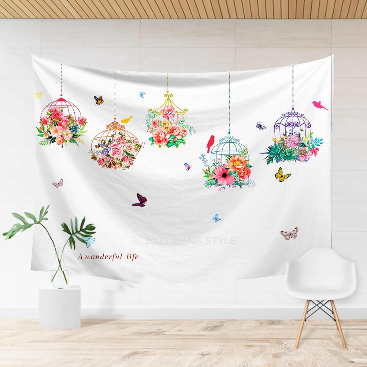 タペストリー 鳥かご 大判 おしゃれ 北欧 インテリア 雑貨 壁掛け 絵