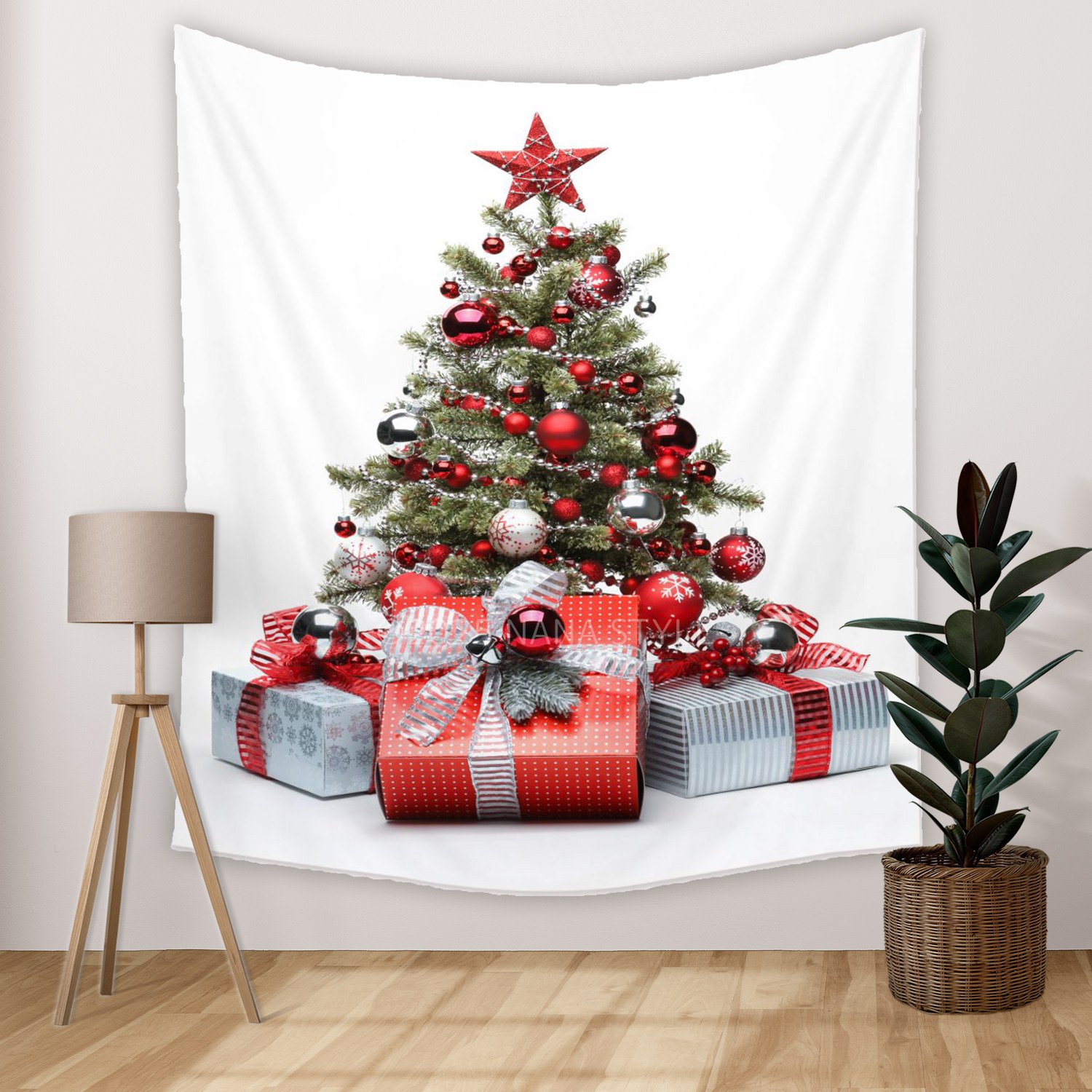 クリスマスツリー　　綿素材タベストリー タペストリー クリスマスツリー おしゃれ 北欧 インテリア 雑貨 壁掛け