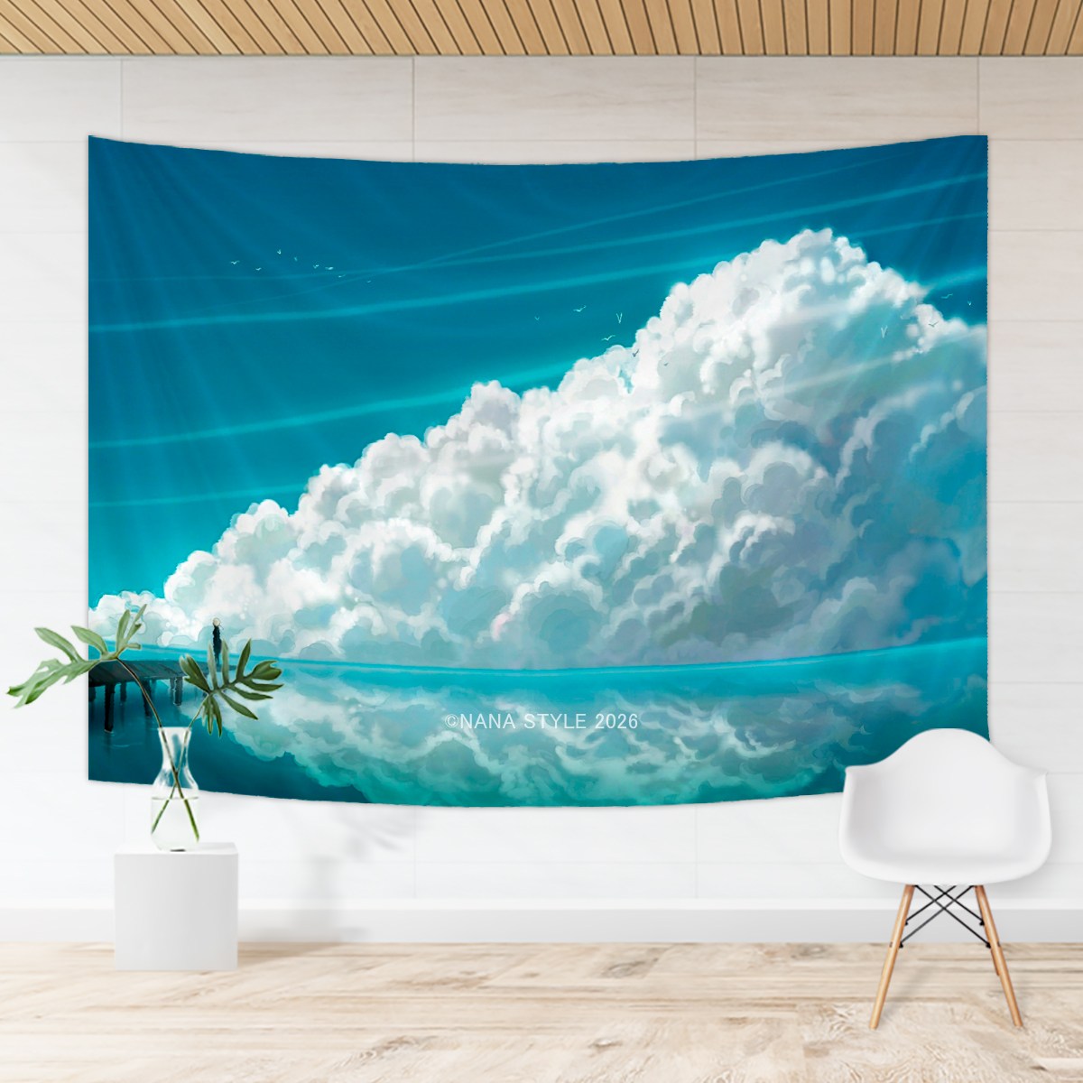 タペストリー 空 雲 アニメ風 イラスト おしゃれ壁掛け 背景布 装飾布