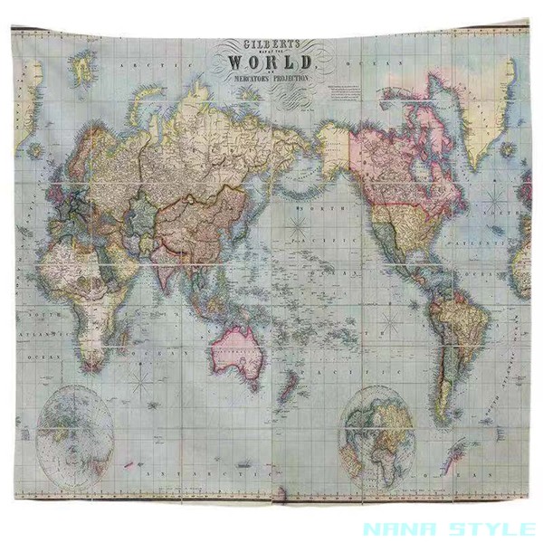 世界地図 タペストリー 11種類A 150×130センチ 壁掛けフック付き 