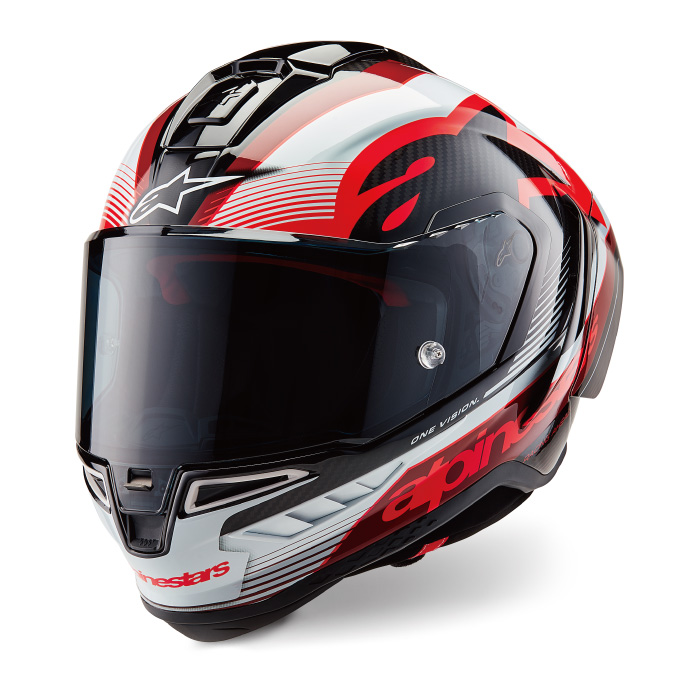 ApCX^[Y SUPERTECH R10 TEAM HELMET JIS/FIM (8200224) BLACK CARBON RED WHITE GLOSSY(1352)