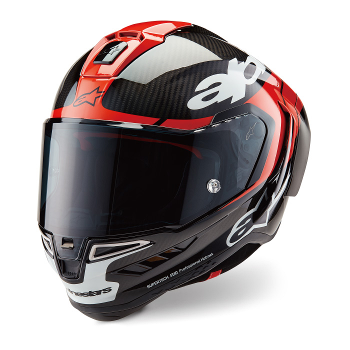 ApCX^[Y SUPERTECH R10 ELEMENT HELMET JIS/FIM (8200324) BLACK CARBON BRIGHT RED WHITE GLOSSY(1363)
