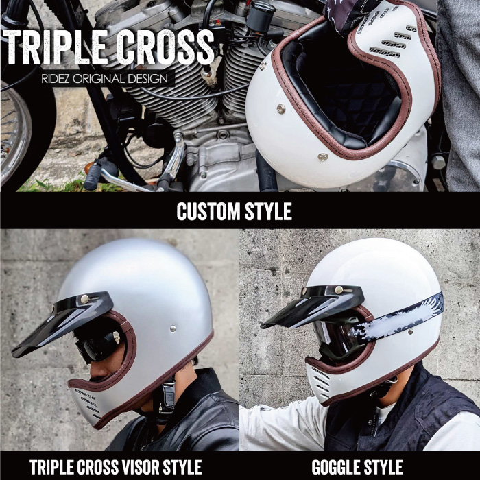 RIDEZ TRIPLE CROSS バイク用フルフェイスヘルメット ホワイト 富士2