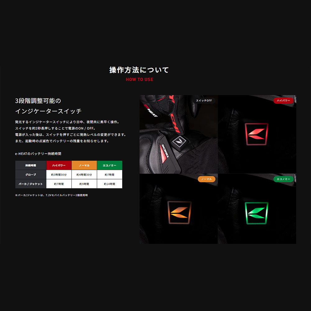 TAICHI グローブ バイク 電熱 南海部品 RSタイチ e-HEAT アームド