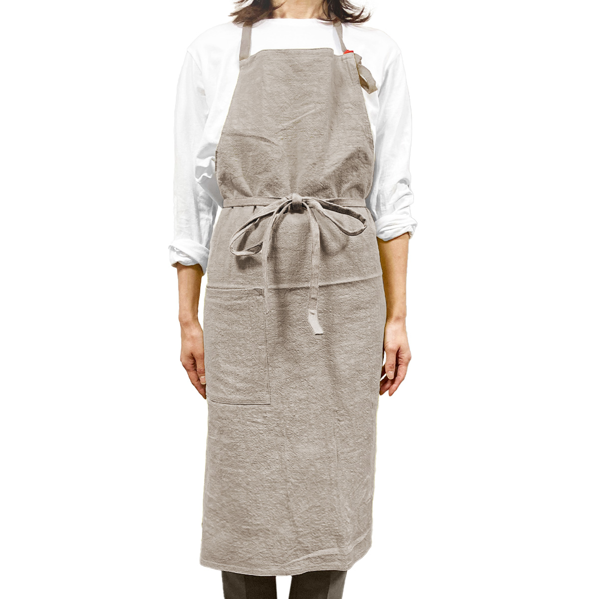 リネン エプロン おしゃれ ワンピース 首掛け レディース メンズ 保育