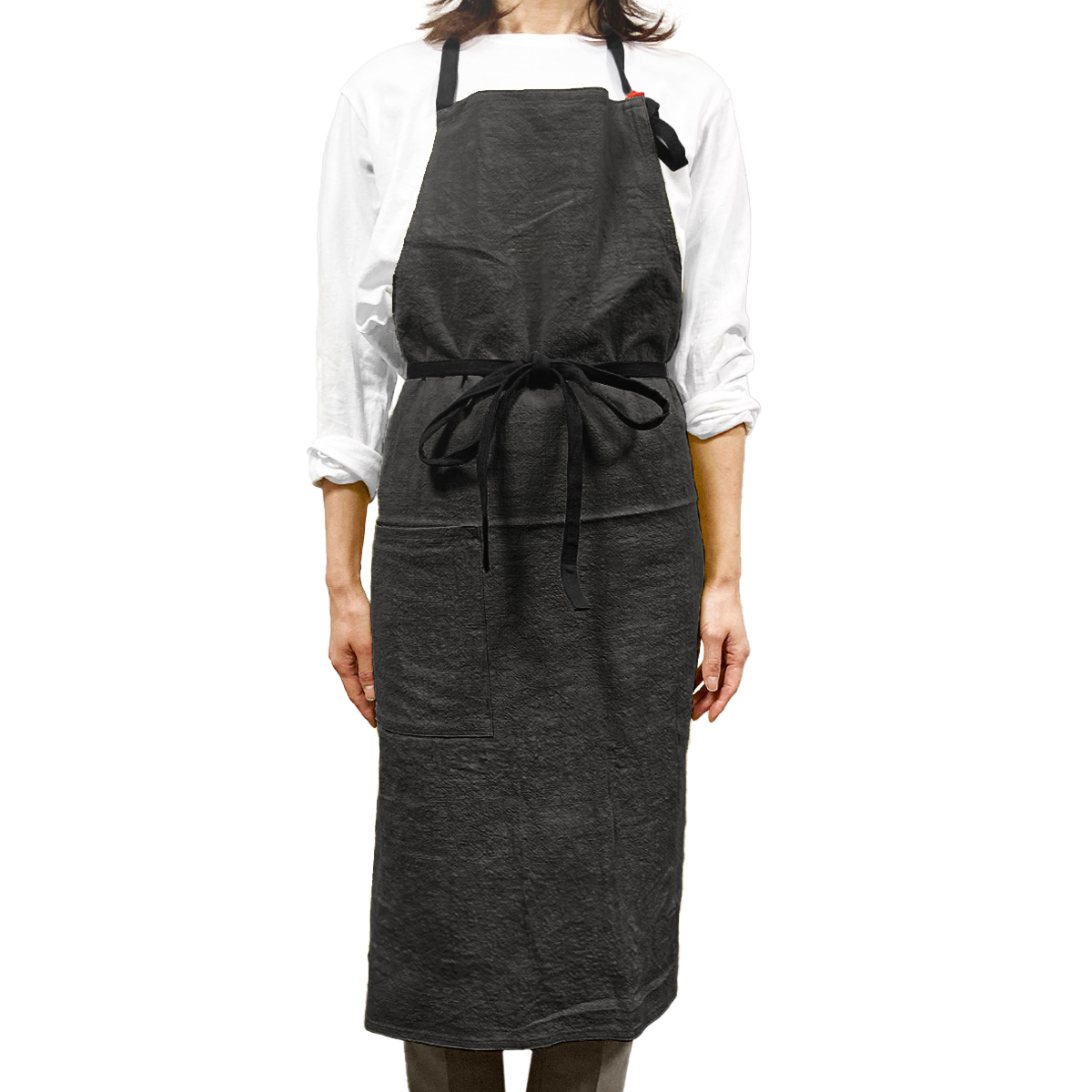 リネン エプロン おしゃれ ワンピース 首掛け レディース メンズ 保育