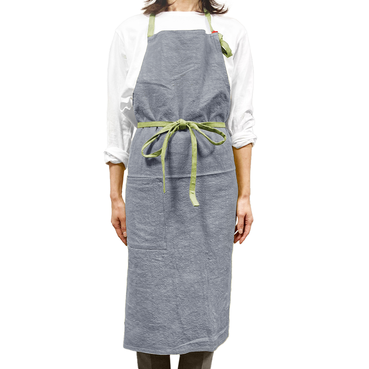 リネン エプロン おしゃれ ワンピース 首掛け レディース メンズ 保育