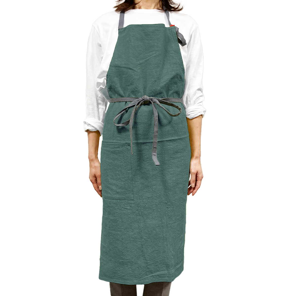 リネン エプロン おしゃれ ワンピース 首掛け レディース メンズ 保育